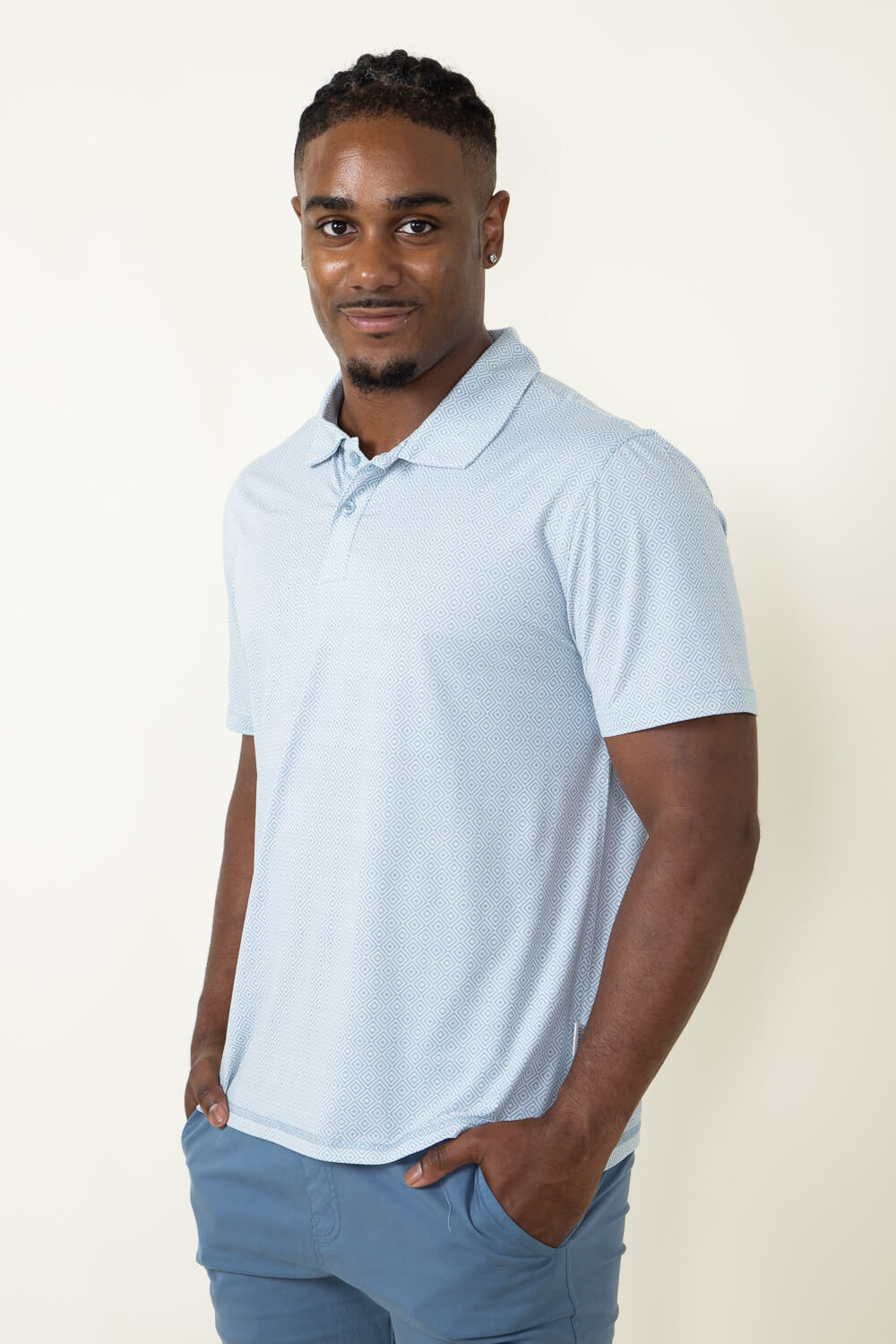 WearFirst Wanderer Diamond Polo Shirt for Men in Blue 