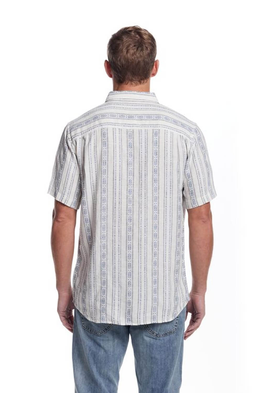 Weatherproof Vintage Aztec Dobby Button Up Shirt for Men in Blue