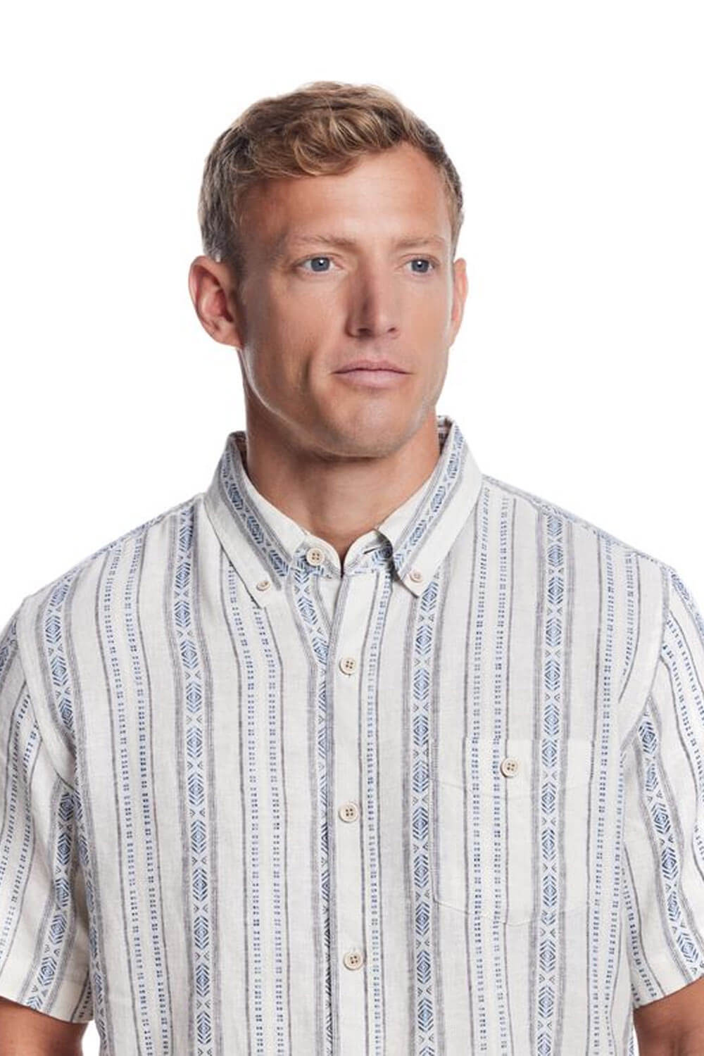 Weatherproof Vintage Aztec Dobby Button Up Shirt for Men in Blue