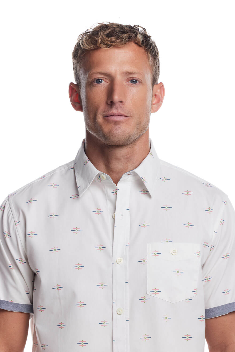 Weatherproof Vintage Cotton Poplin Button Up Shirt for Men in Southwest White