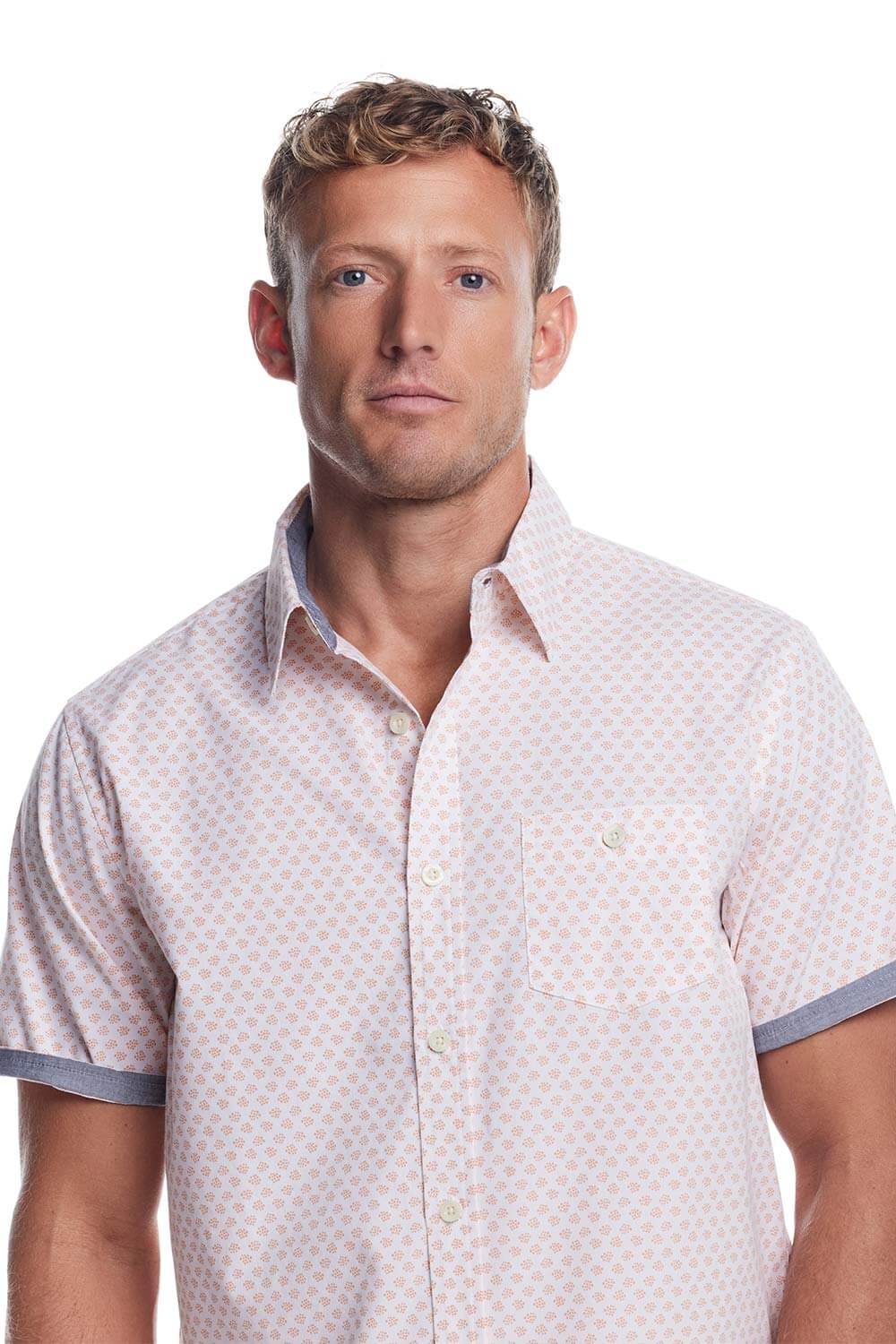 Weatherproof Vintage Cotton Poplin Button Up Shirt for Men in Peach Blossom