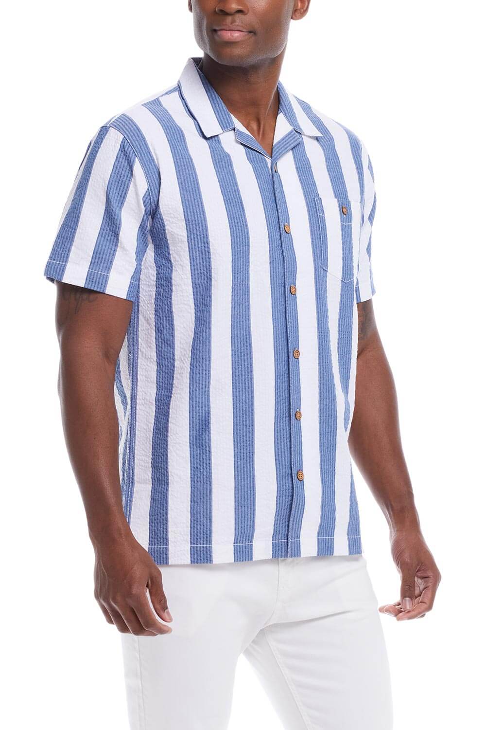 Weatherproof Vintage Dobby Button Up Shirt for Men in Vista Blue