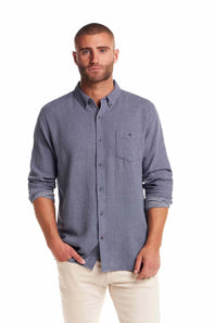Weatherproof Vintage Jacquard Dobby Knit Button Up Shirt for Men in Vintage Blue