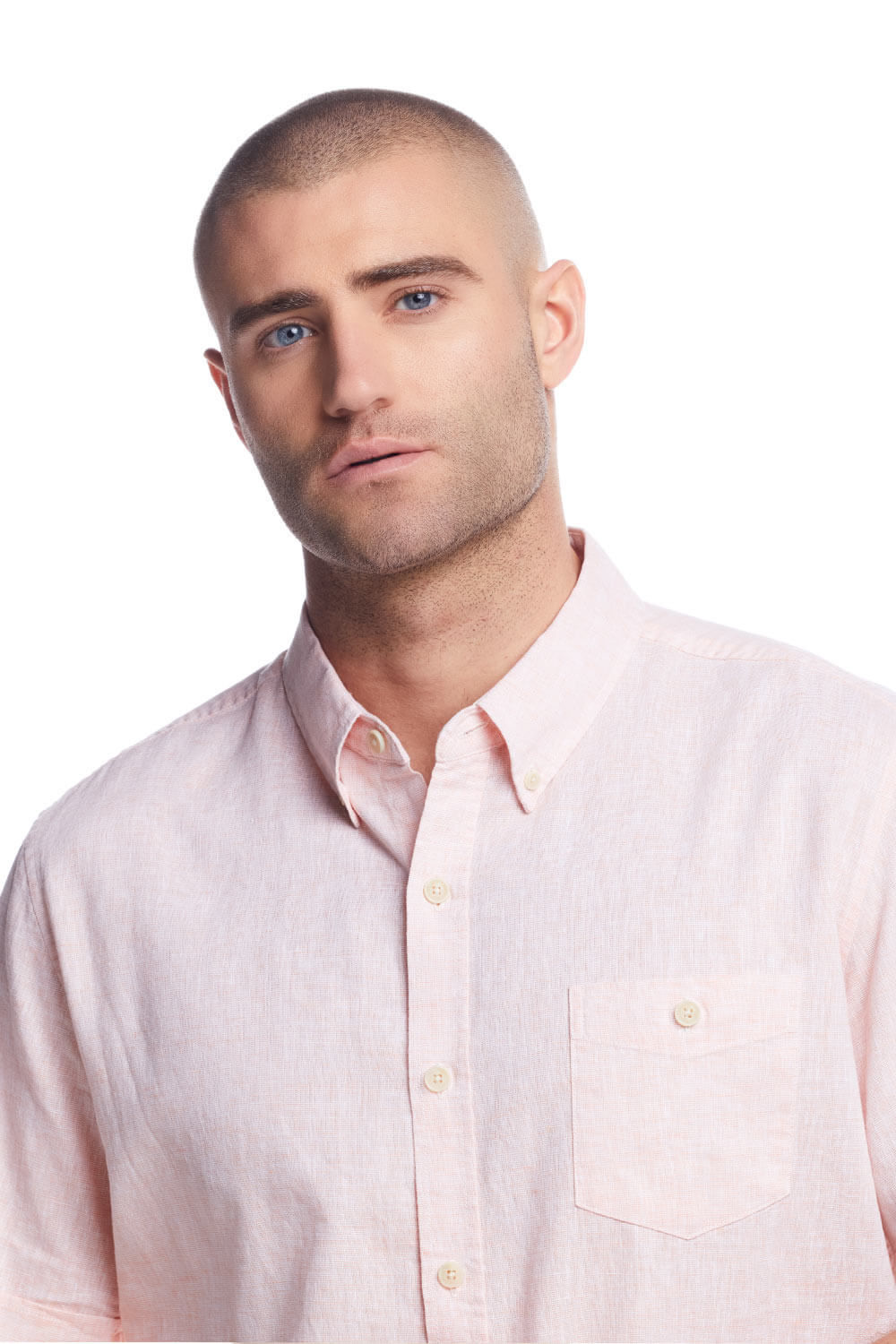 Weatherproof Vintage Cotton Linen Solid Button Up Shirt for Men in Tangerine