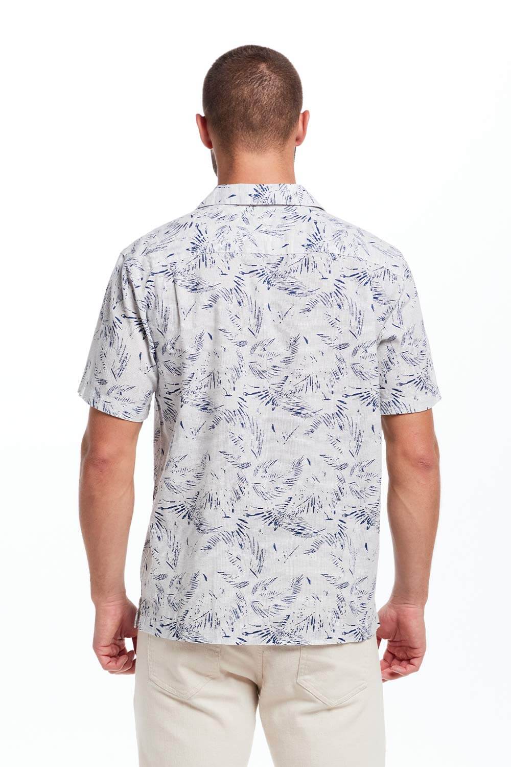 Weatherproof Vintage Cotton Linen Pattern Button Up Shirt for Men in Denim