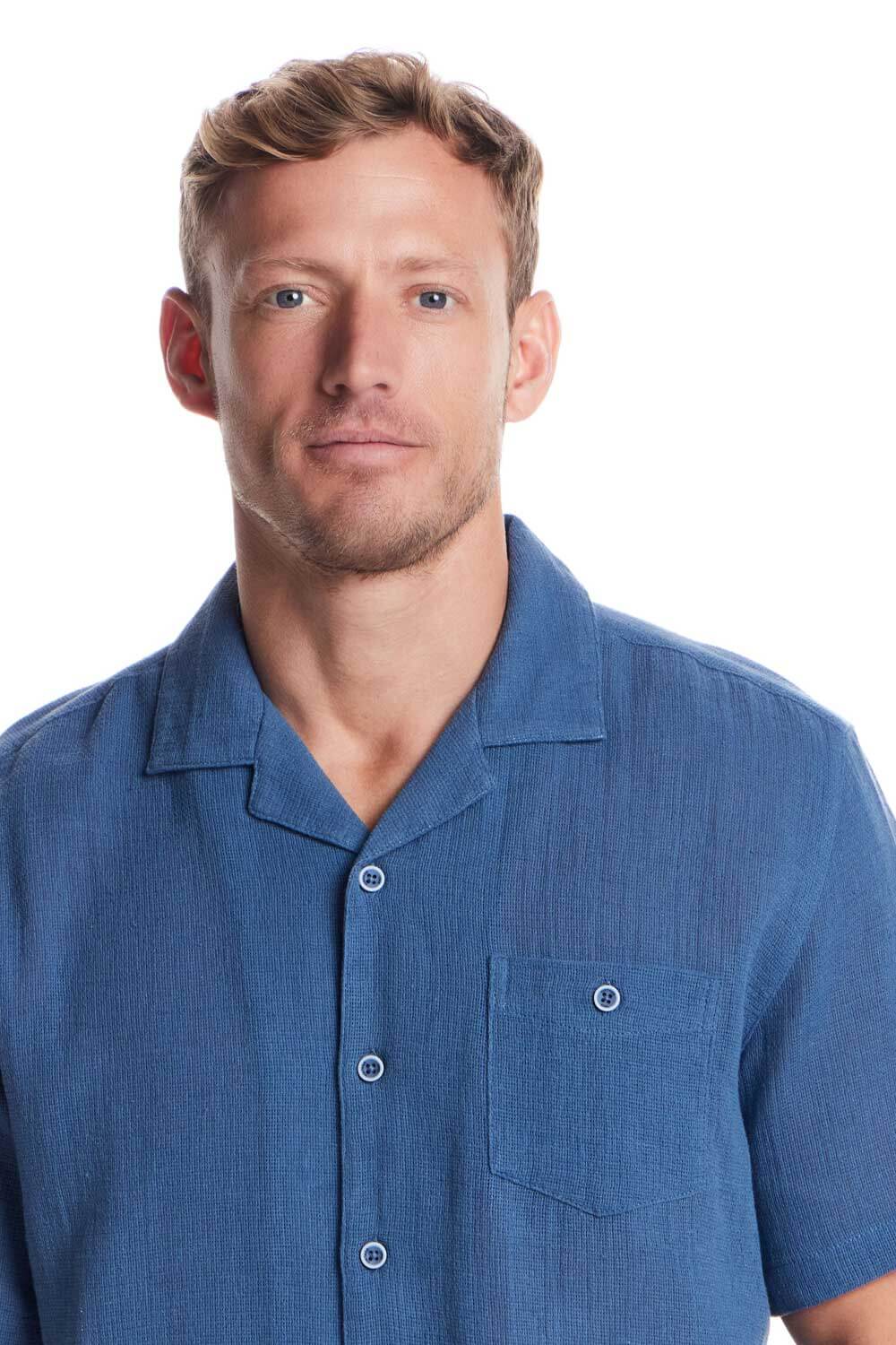 Weatherproof Vintage Air-Tex Weave Button Up Shirt for Men in Blue Ashes