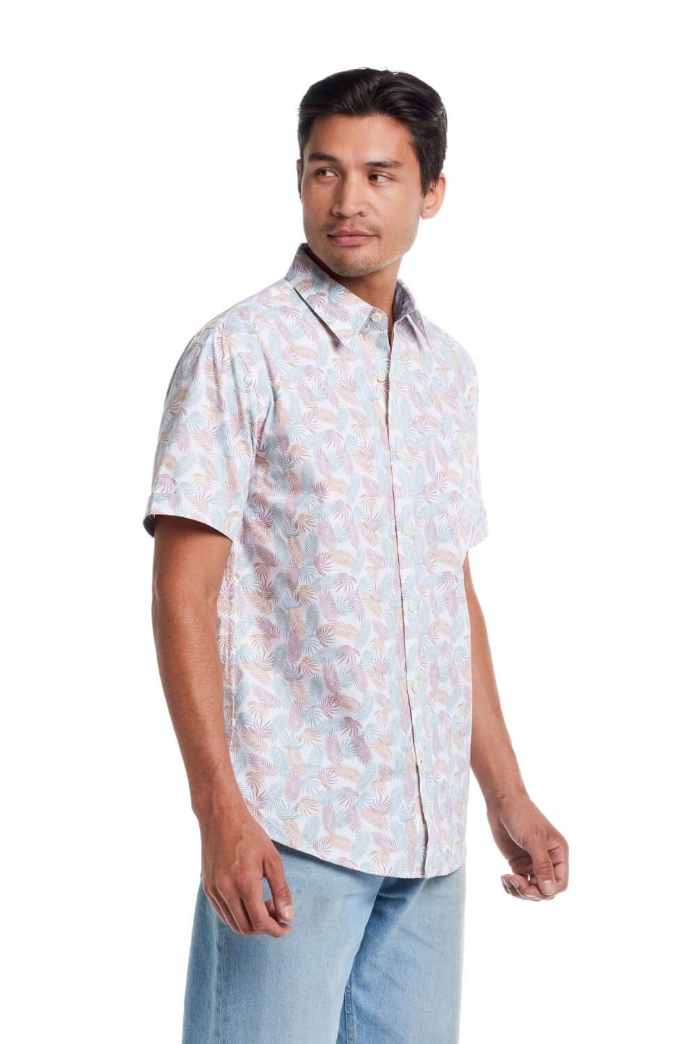 Weatherproof Vintage Cotton Poplin Button Up Shirt for Men in Lavender Leaf