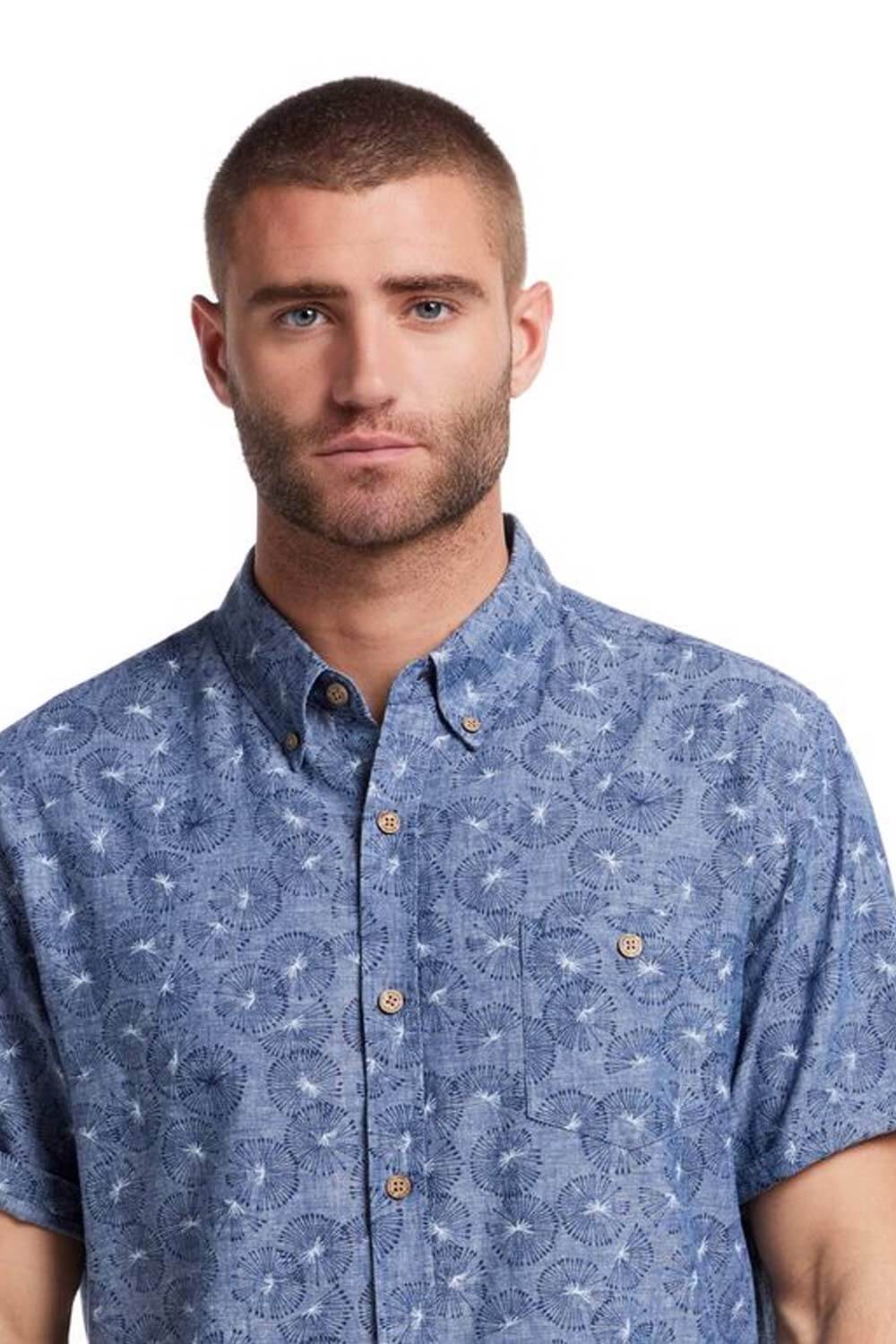 Weatherproof Vintage Washable Linen Button Down Shirt for Men in Ocean Blue | S2584299GK-OCEAN BLUE