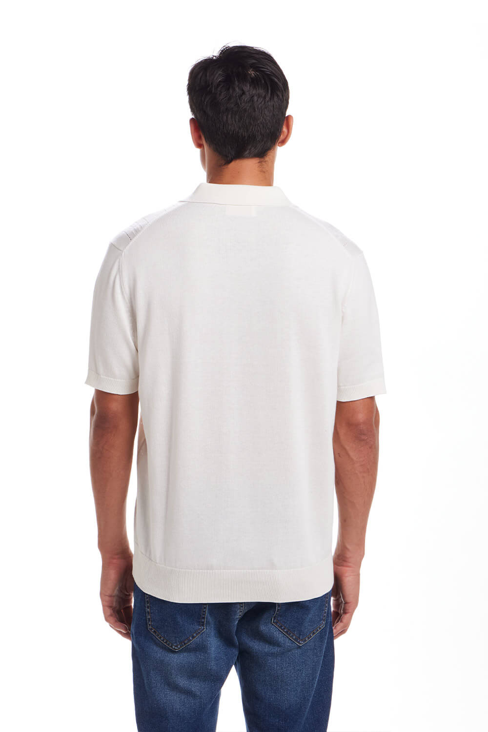 Weatherproof Vintage Pointele Sweater Polo for Men in Ecru