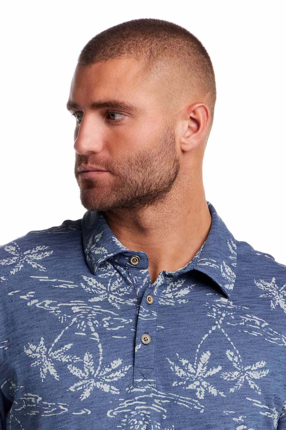 Weatherproof Vintage Printed Polo for Men in Dark Indigo