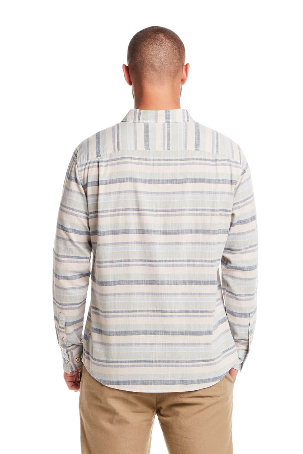 Weatherproof Vintage Stripe Button Up for Men in Dream Blue