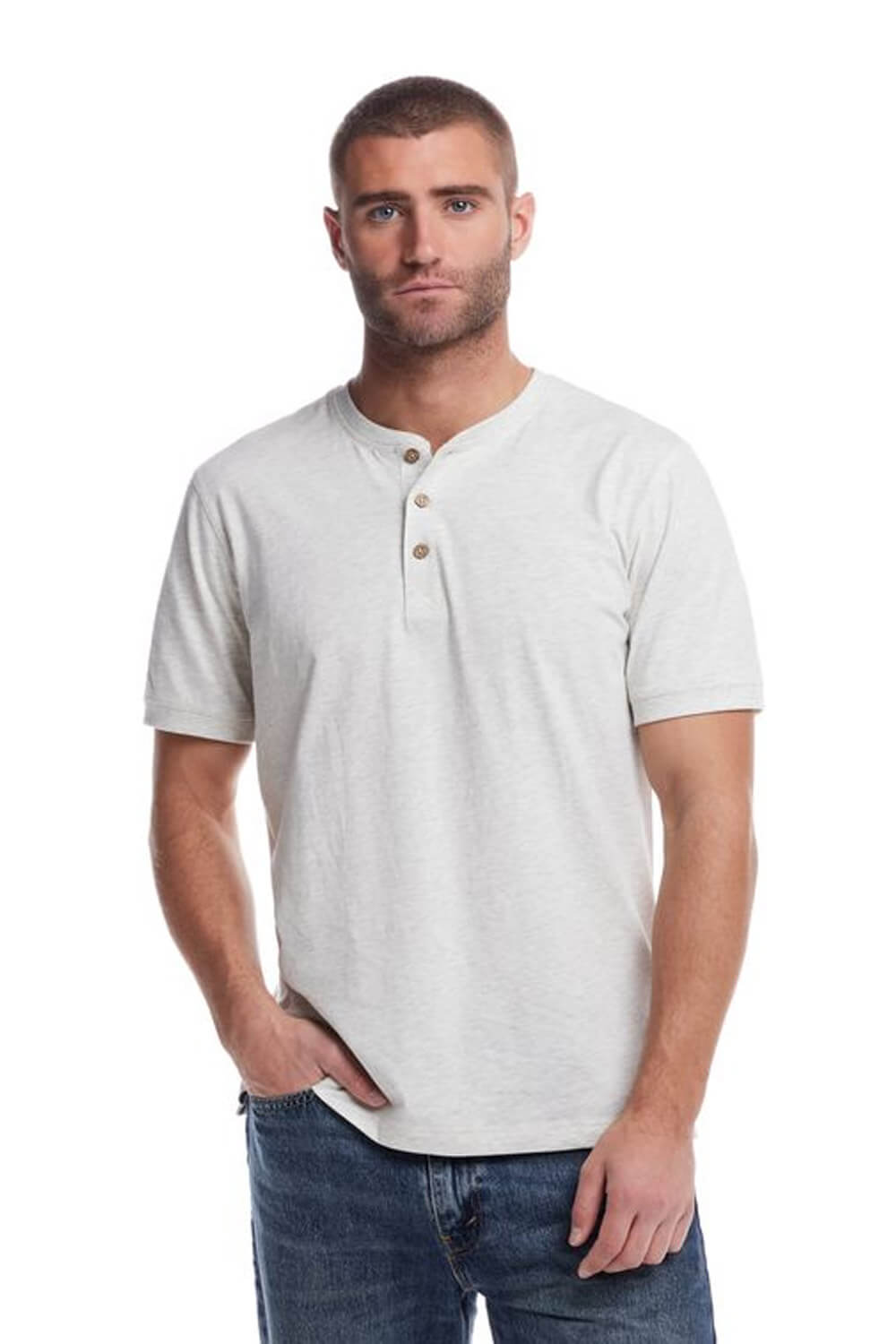 Weatherproof Vintage Jersey Henley Shirt for Men in Oatmeal