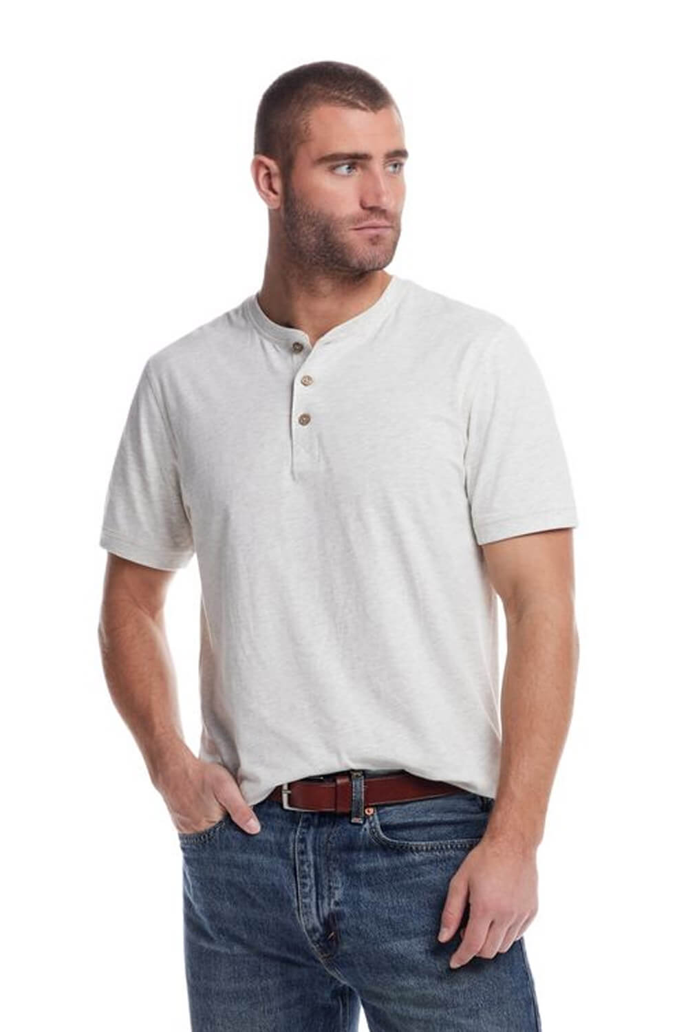 Weatherproof Vintage Jersey Henley Shirt for Men in Oatmeal