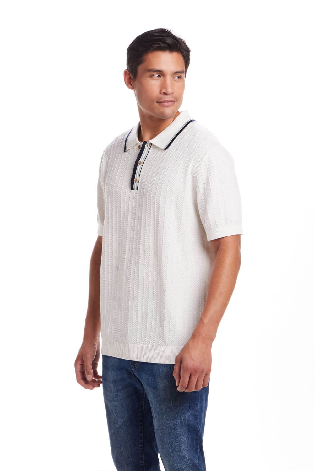 Weatherproof Vintage Textured Sweater Polo for Men in White
