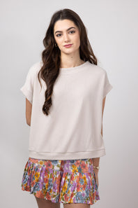 Urban Ribbed Knit Top for Women in Oatmeal