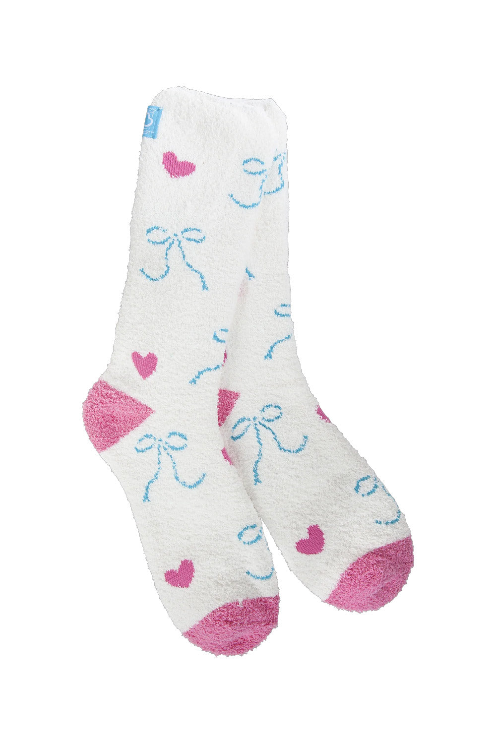 World's Softest Cozy Ballerina Bow Crew Socks for Women in White