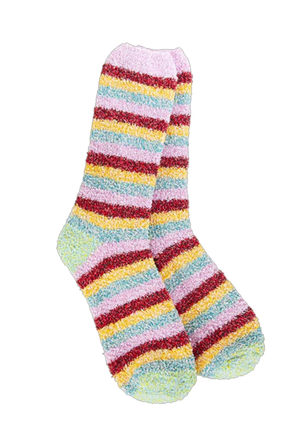 World's Softest Garden Cozy Stripe Crew Socks for Women in Pink
