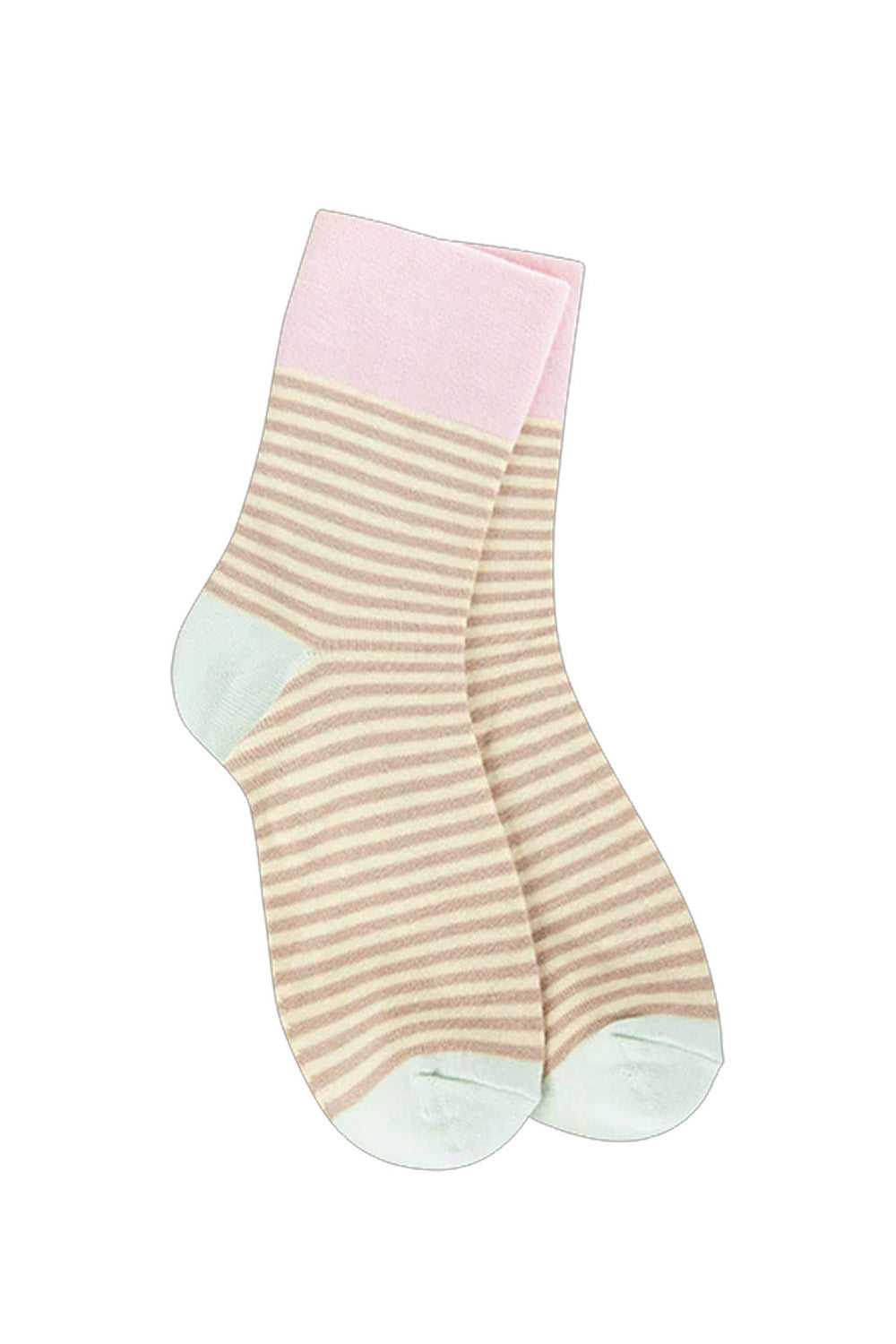World's Softest Garden Mini Crew Stripe Socks for Women in Cream