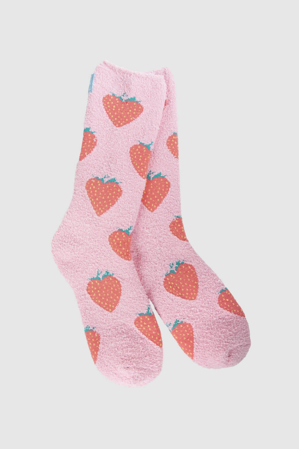 World's Softest Cozy Strawberry Crew Socks for Women in Pink
