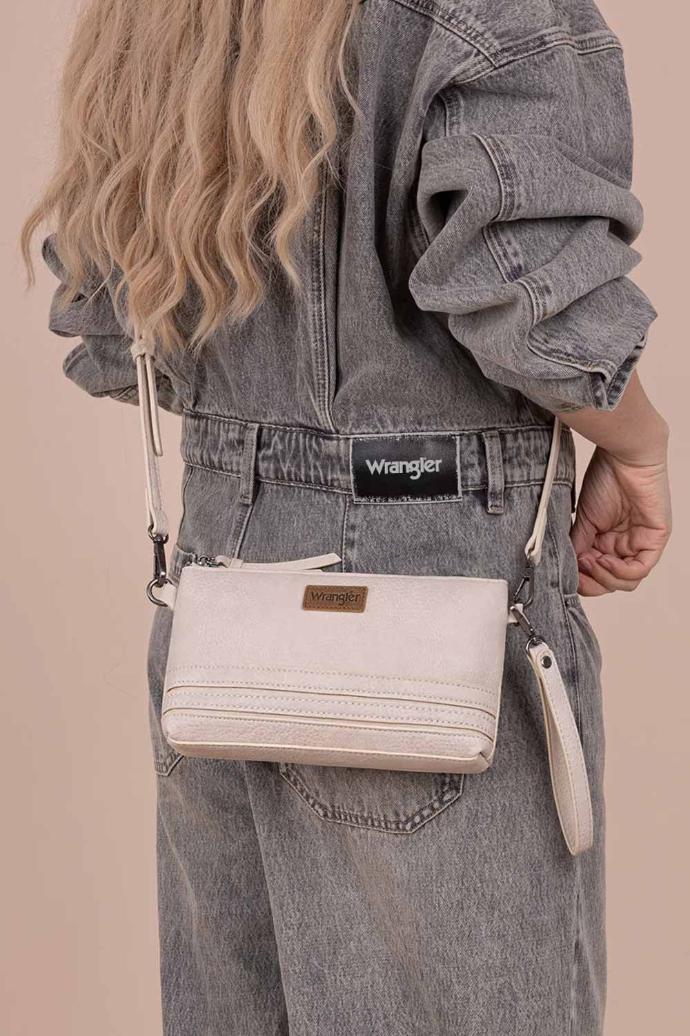 Wrangler Leather Mini Crossbody Purse for Women in Beige