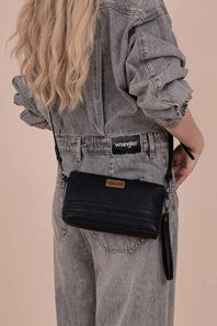 Wrangler Leather Mini Crossbody Purse for Women in Black