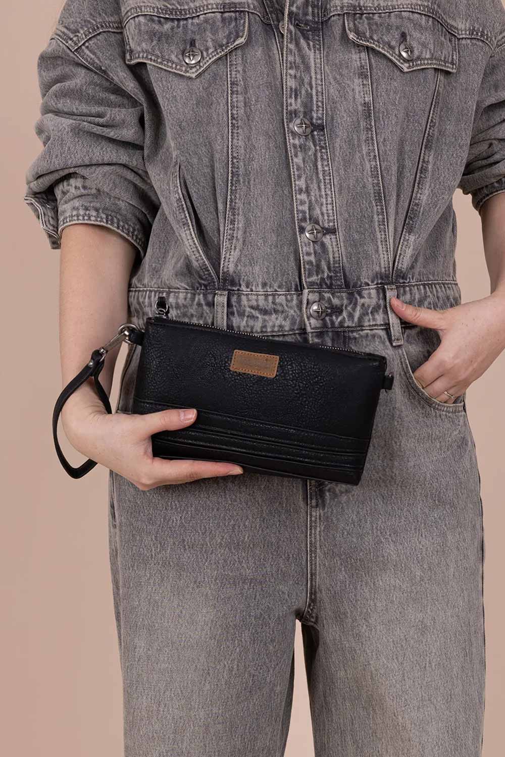 Wrangler Leather Mini Crossbody Purse for Women in Black