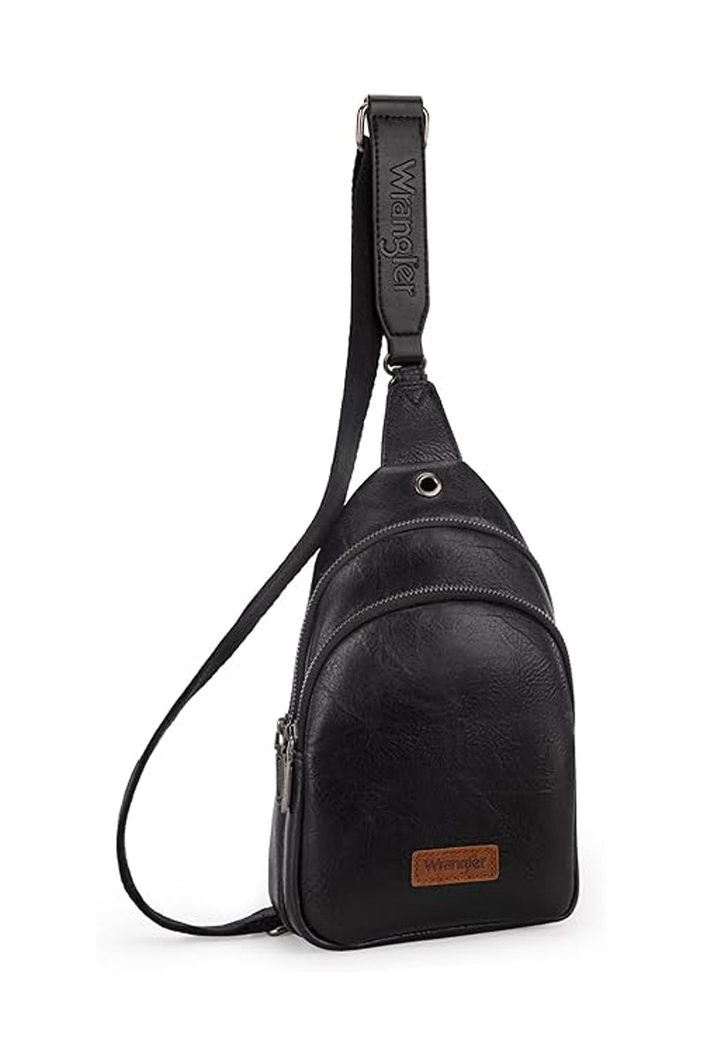 Wrangler Dual Zippered Crossbody Sling Bag for Women in Black