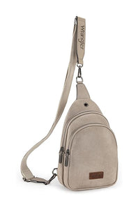 Wrangler Dual Zippered Crossbody Sling Bag for Women in Grey