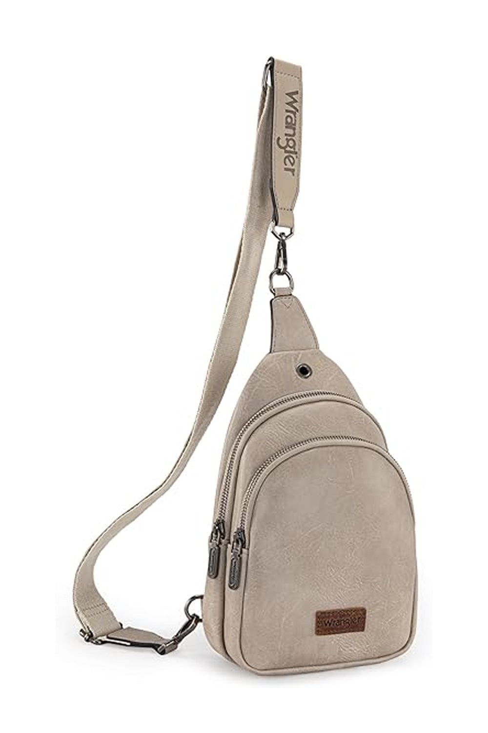Wrangler Dual Zippered Crossbody Sling Bag for Women in Grey
