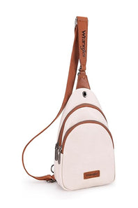 Wrangler Dual Zippered Crossbody Sling Bag for Women in Beige